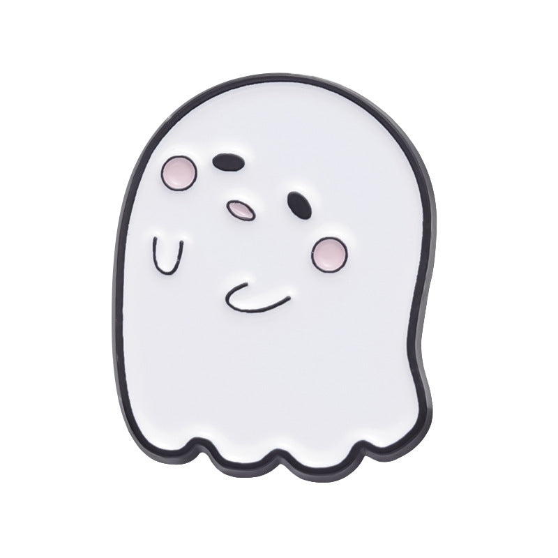 Halloween Cute Little Ghost Modeling Golden M Badge Creative Cute Brooch Accessories