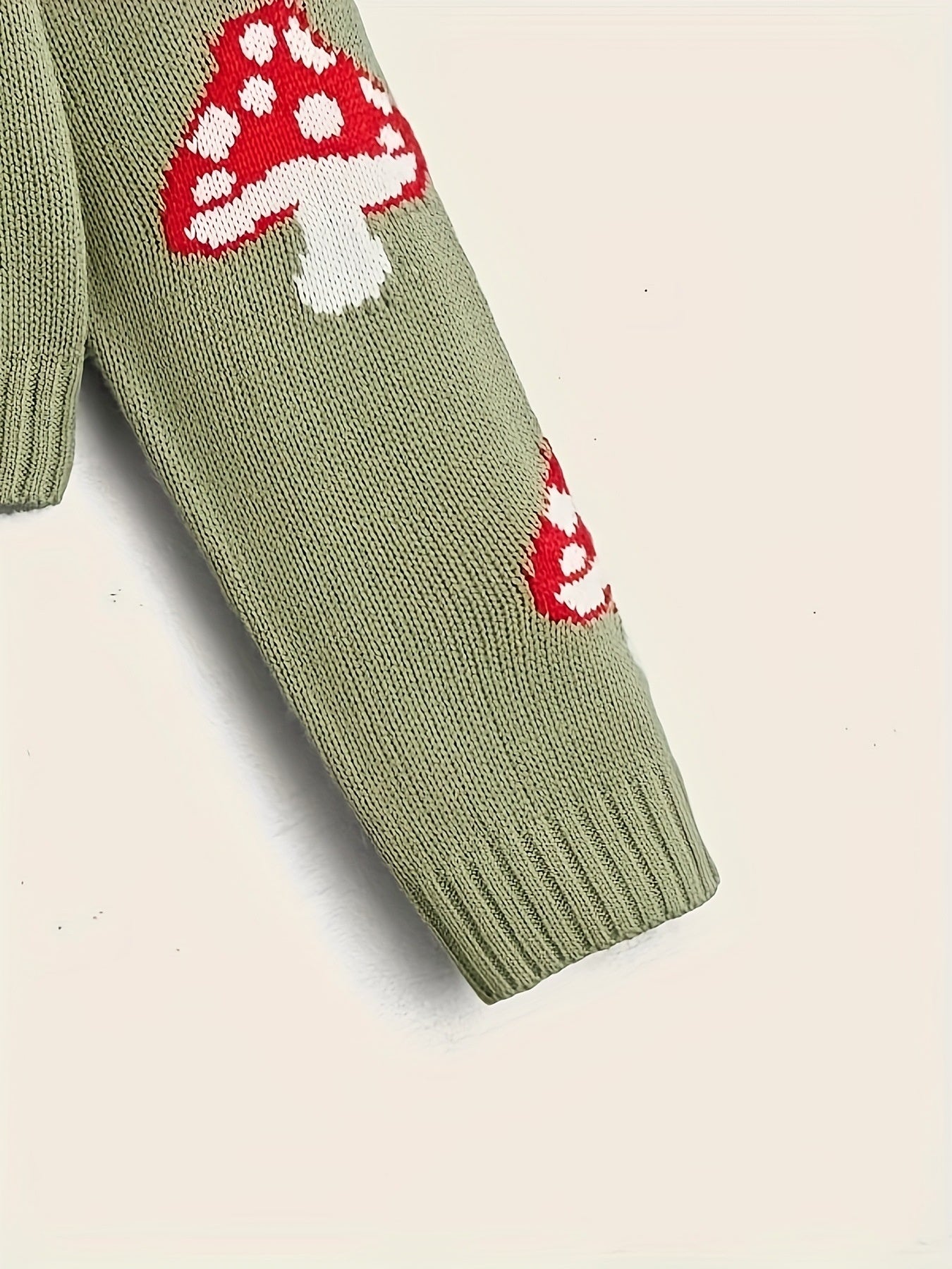 Cute Mushroom Button Knitted | Embroidered Cardigan