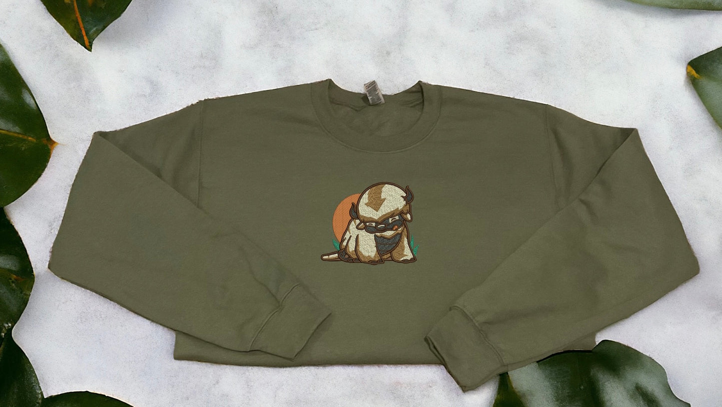 Appa Anime Embroidered Crew Neck Sweatshirt