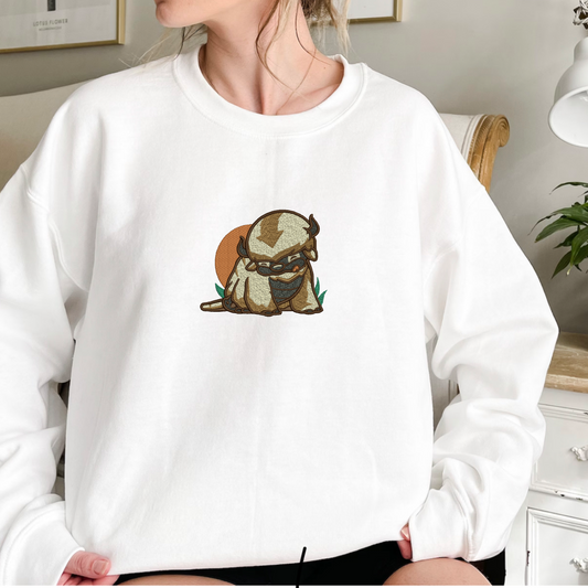 Appa Anime Embroidered Crew Neck Sweatshirt