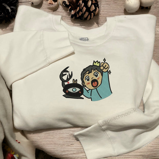 The Boy & the Blob Embroidered Crewneck Sweatshirt โ Kawaii Manga Anime Design