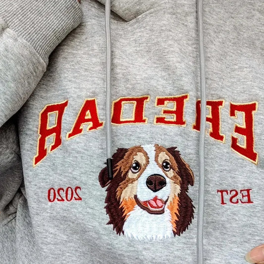 Embroidered Custom Pet Portrait Hoodie