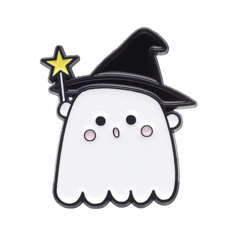 Halloween Cute Little Ghost Modeling Golden M Badge Creative Cute Brooch Accessories
