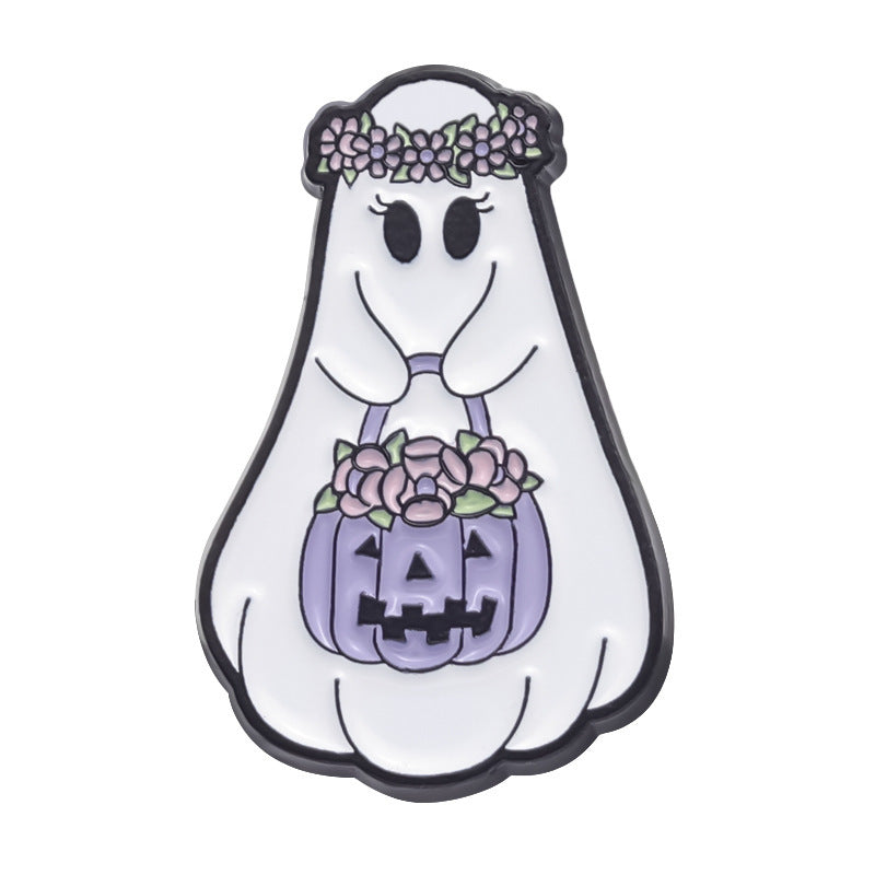 Halloween || Cute Ghost Shape || Metal Pins || Cartoon Accessories