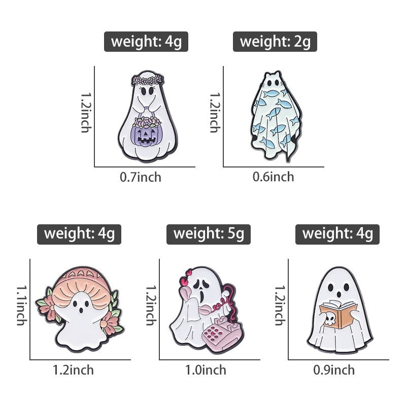 Halloween || Cute Ghost Shape || Metal Pins || Cartoon Accessories