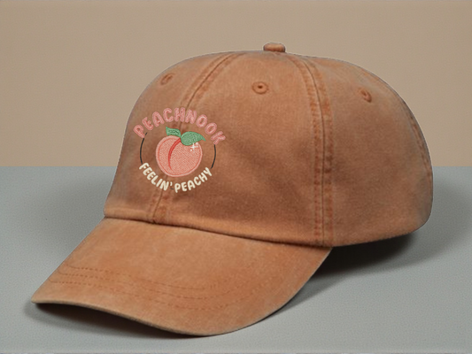 The "Feelin' Peachy" Embroidered Dad Hat | Adams Vintage Wash | Leather Strap