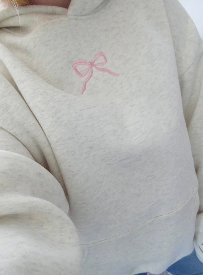 Pink Bow Hoodie, Silk floral inner lined hood