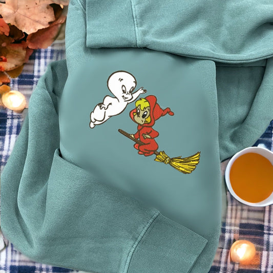 Embroidered Casper the Friendly Ghost Crew Neck Sweatshirt (Glow in the Dark)