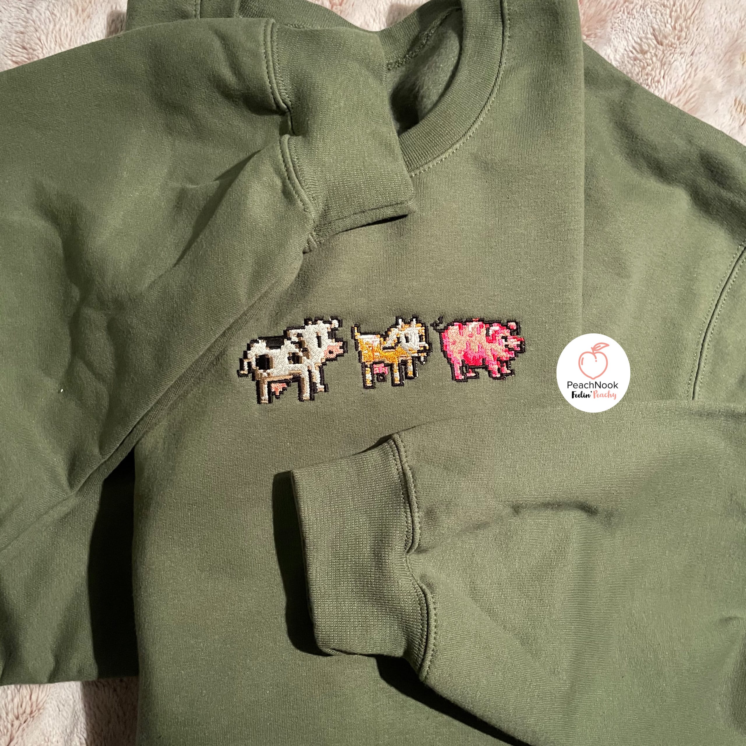 Cow, Goat, Pig Stardew Embroidered Crew Peachnook