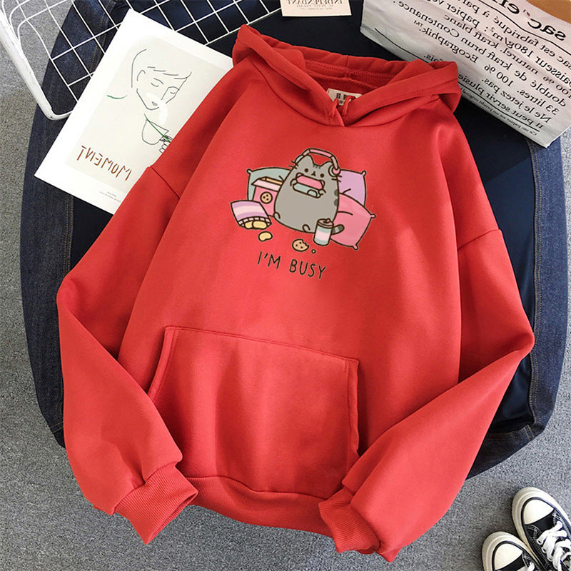 Kawaii Funny Gaming Couch Potato Kitty Hoodie Harjjuku Style Anime