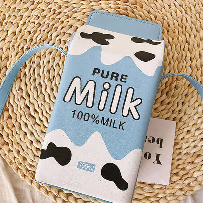 Cute Milk Box Shaped Bag Aesthetic Kawaii Style