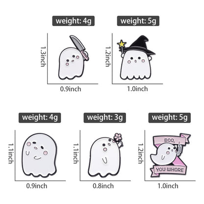 Halloween Cute Little Ghost Modeling Golden M Badge Creative Cute Brooch Accessories