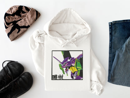 Embroidered Purple Mecha Hoodie – Anime Inspired Streetwear Sweatshirt