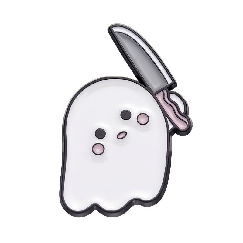 Halloween Cute Little Ghost Modeling Golden M Badge Creative Cute Brooch Accessories