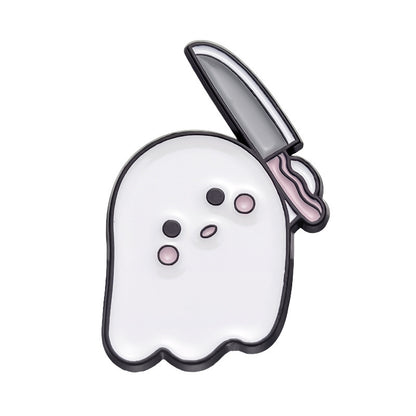 Halloween Cute Little Ghost Modeling Golden M Badge Creative Cute Brooch Accessories