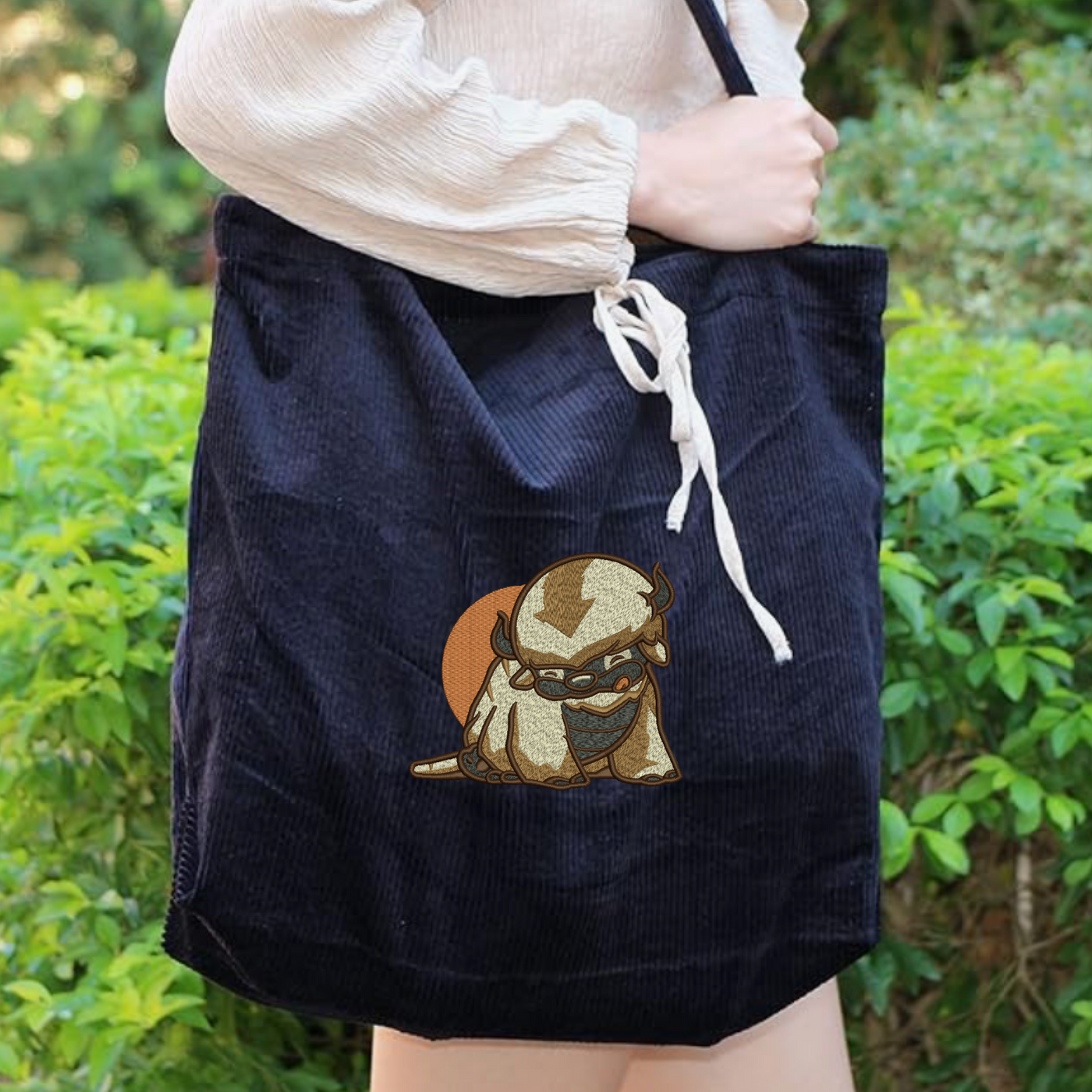 Appa Embroidered Tote Bag | Avatar: The Last Airbender Inspired Canvas Carryall