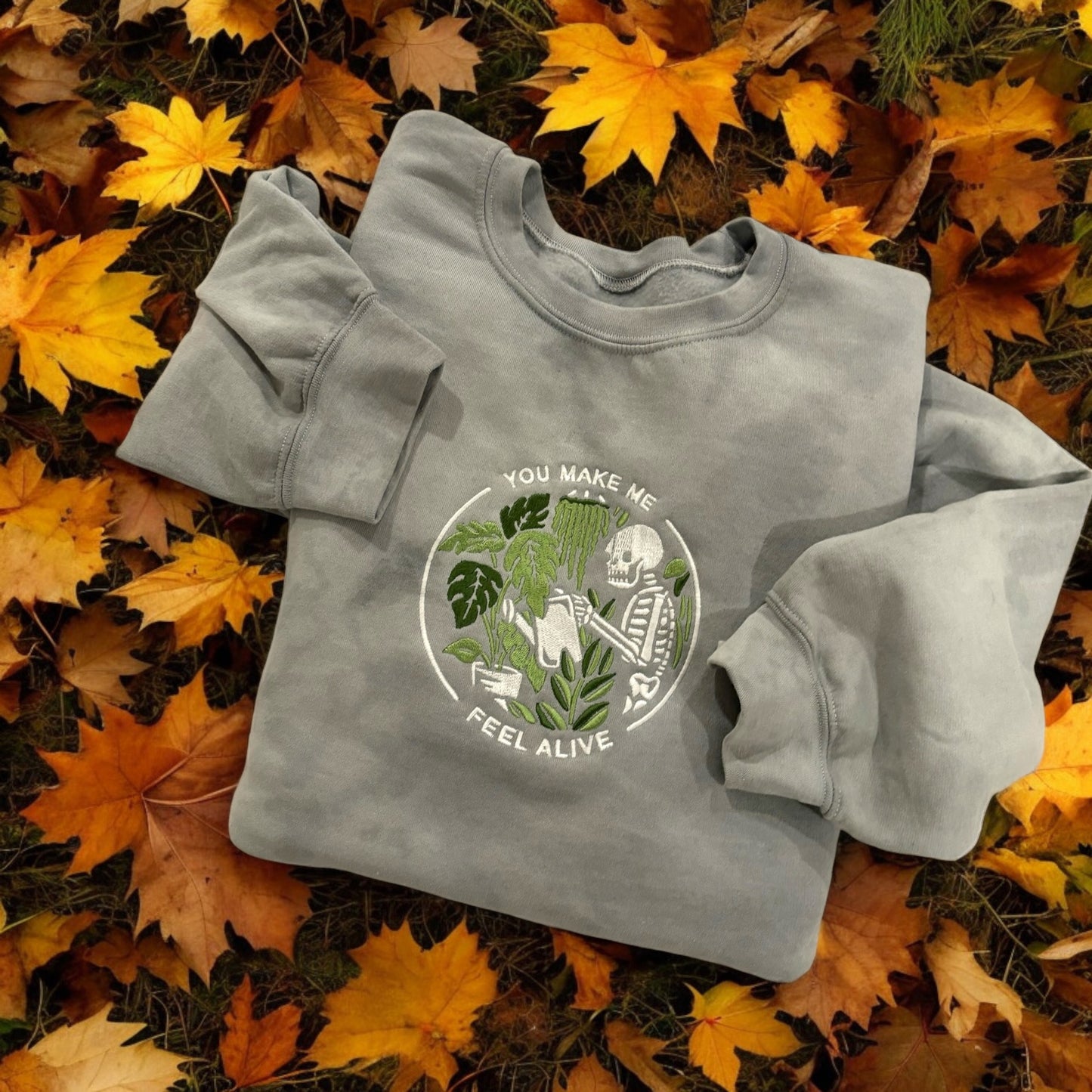 Embroidered Skeleton on Sweater beige
