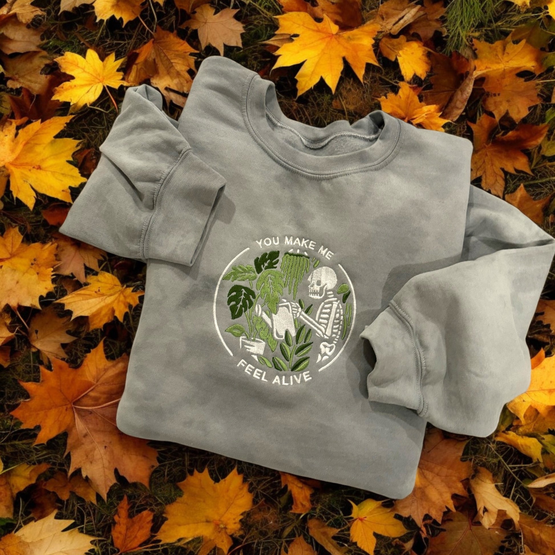 Embroidered Skeleton on Sweater beige