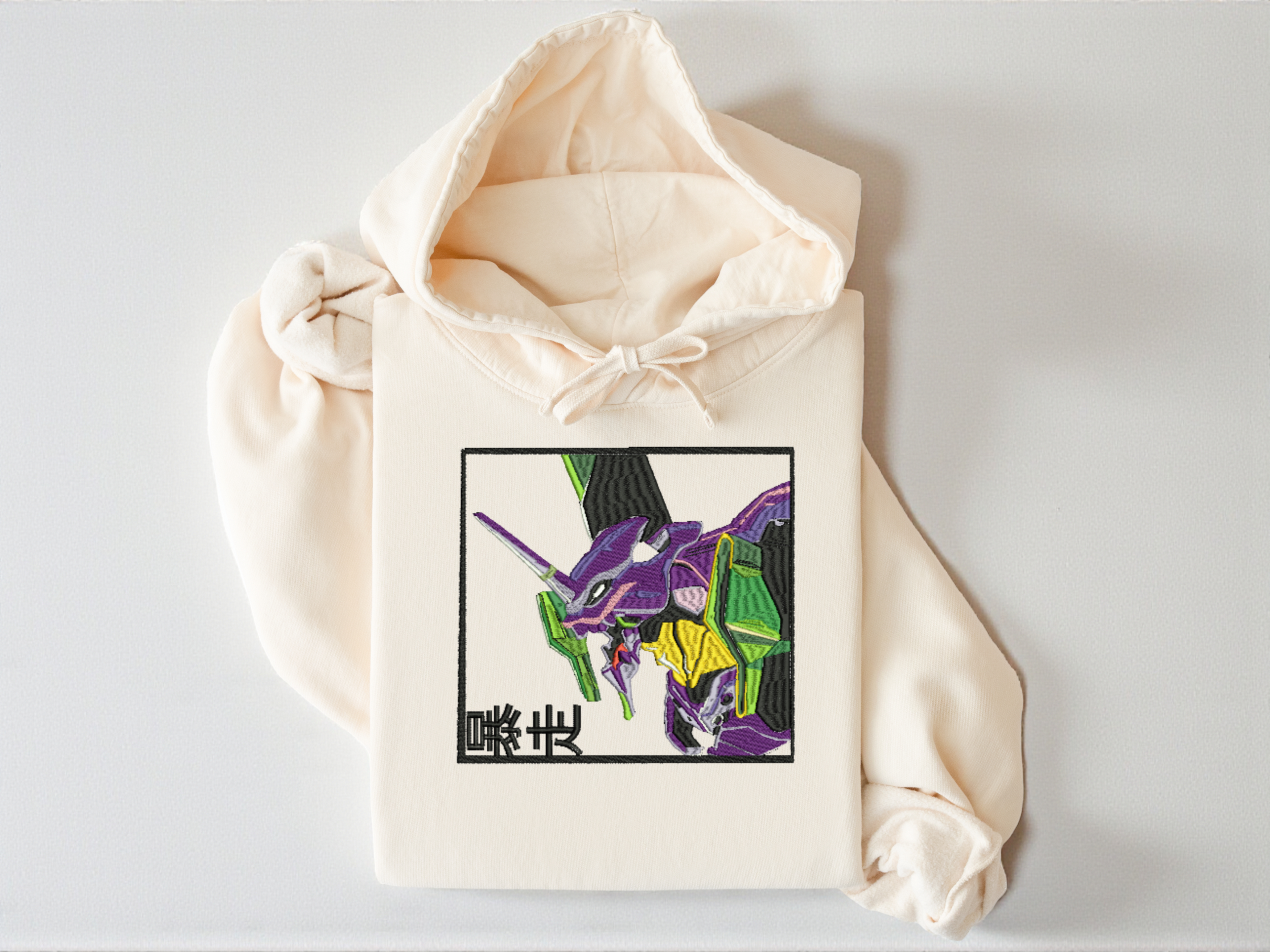 The "Unit-01" Mecha Embroidered Hoodie | Comfort Colors 1467 | Vintage Anime Aesthetic