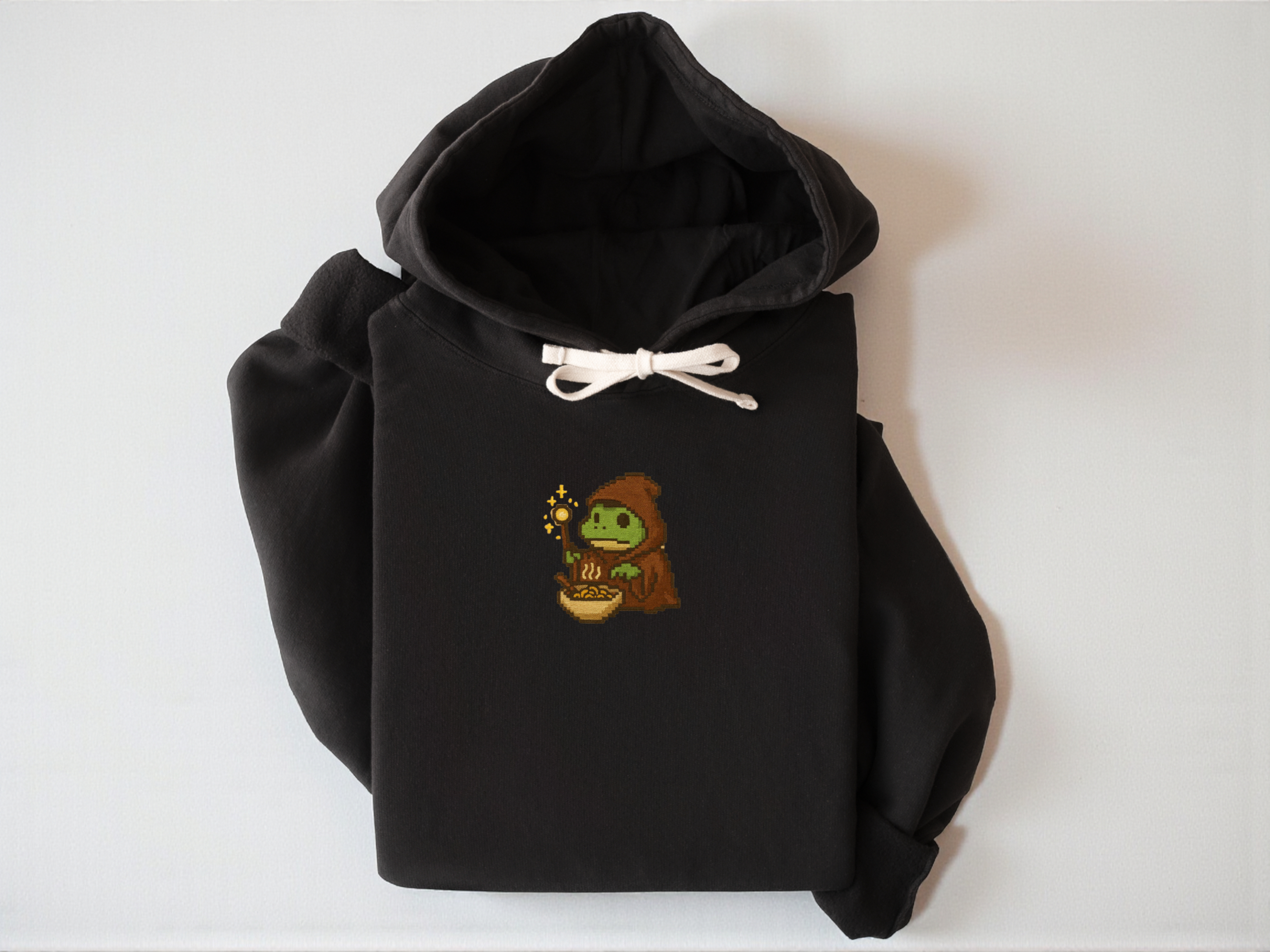 The "Ramen Wizard" Frog Embroidered Hoodie | Comfort Colors 1467 | Cozy Gamer Aesthetic