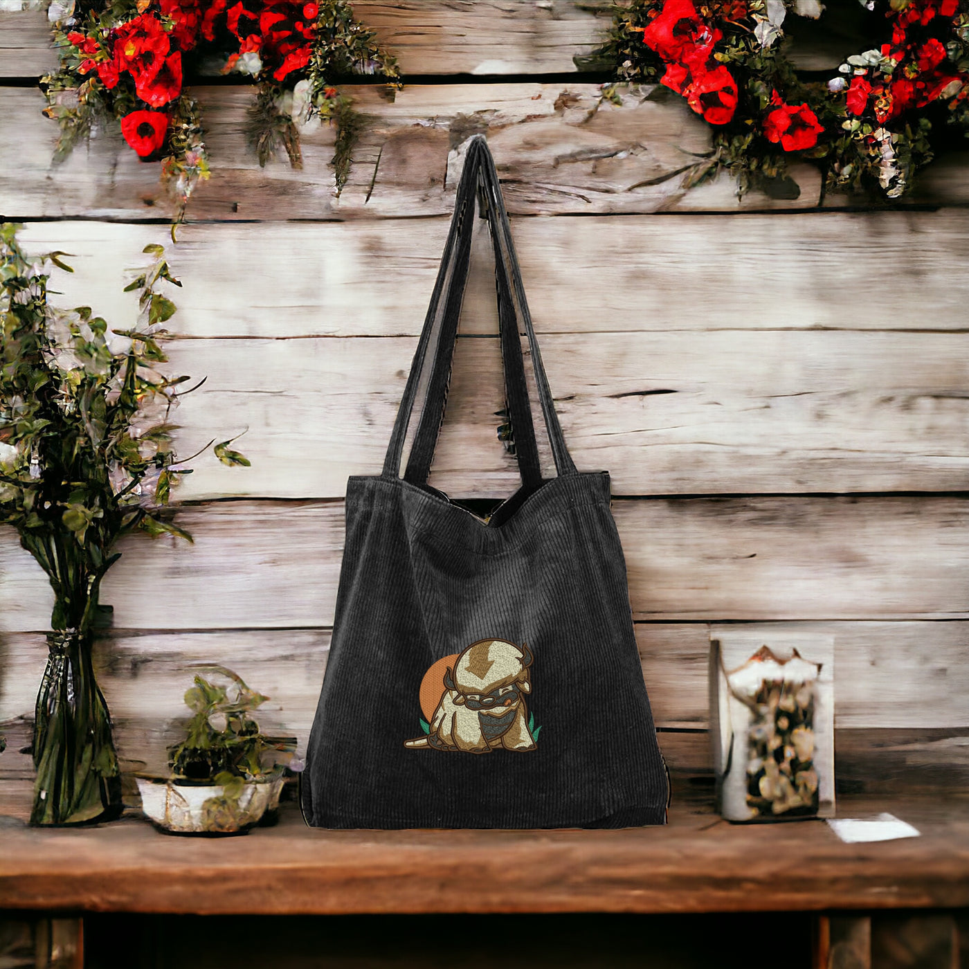 Appa Embroidered Tote Bag | Avatar: The Last Airbender Inspired Canvas Carryall