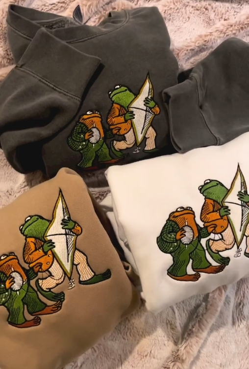 Frog and Toad Embroidered Crewneck Sweatshirt