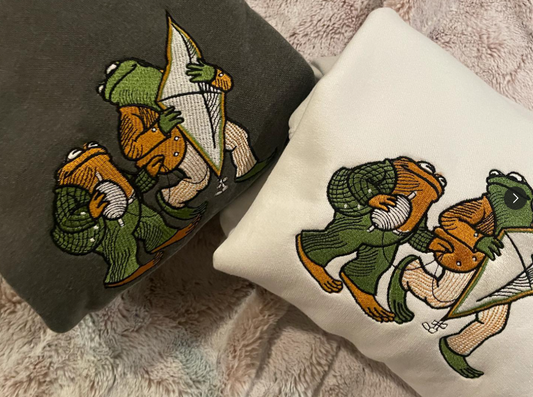 Frog and Toad Embroidered Crewneck Sweatshirt