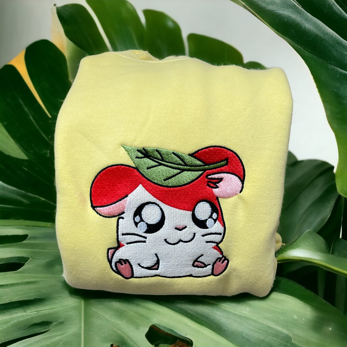 Hamtaro Anime  Embroidered Crew Neck Sweatshirt