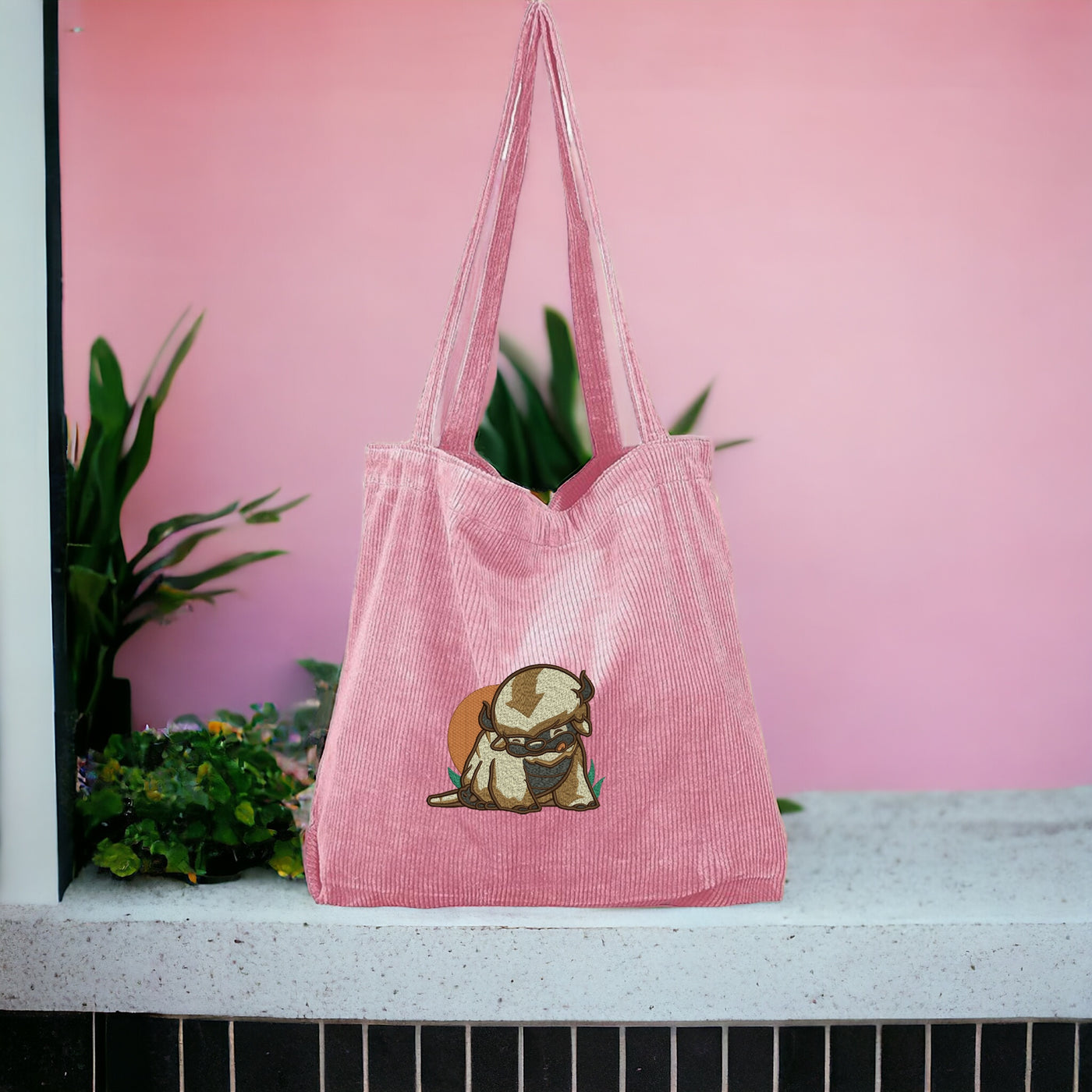 Appa Embroidered Tote Bag | Avatar: The Last Airbender Inspired Canvas Carryall