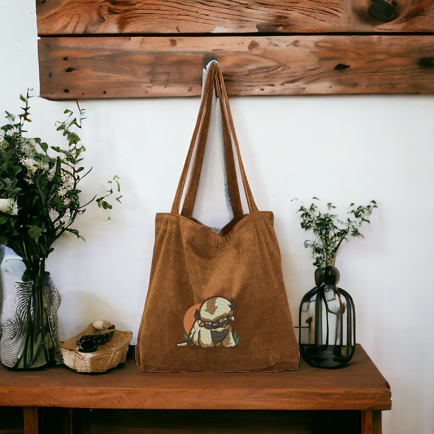 Appa Embroidered Tote Bag | Avatar: The Last Airbender Inspired Canvas Carryall