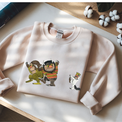 Where the Wild Things Are Cozy Embroidered Sweatshirt – Nostalgic Streetwear