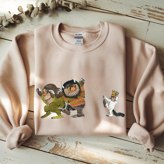 Where the Wild Things Are Cozy Embroidered Sweatshirt – Nostalgic Streetwear