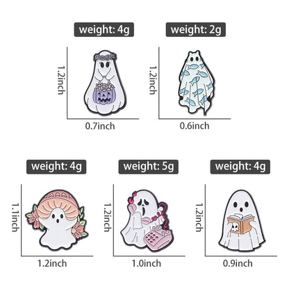 Halloween || Cute Ghost Shape || Metal Pins || Cartoon Accessories
