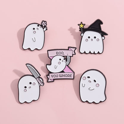 Halloween Cute Little Ghost Modeling Golden M Badge Creative Cute Brooch Accessories