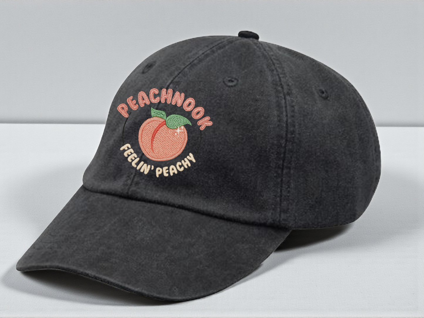 The "Feelin' Peachy" Embroidered Dad Hat | Adams Vintage Wash | Leather Strap