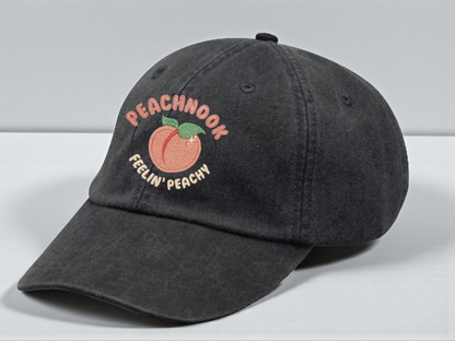 The "Feelin' Peachy" Embroidered Dad Hat | Adams Vintage Wash | Leather Strap