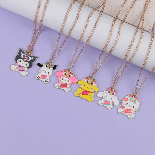 Anime Style Kuromi Melody Jade Dog Pendant Necklace