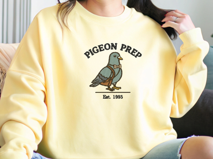 Pigeon Prep Embroidered Sweatshirt | Cottagecore Streetwear Crew