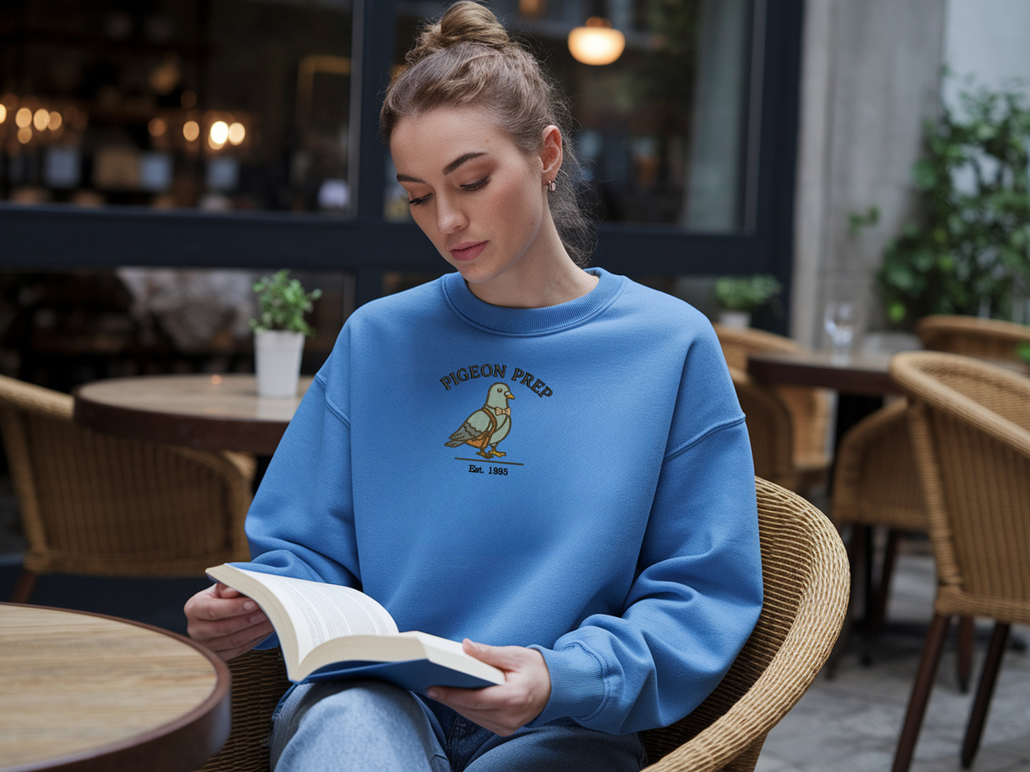 Pigeon Prep Embroidered Sweatshirt | Cottagecore Streetwear Crew