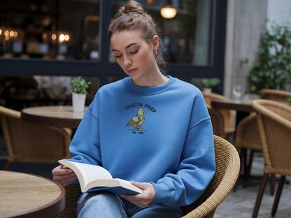 Pigeon Prep Embroidered Sweatshirt | Cottagecore Streetwear Crew