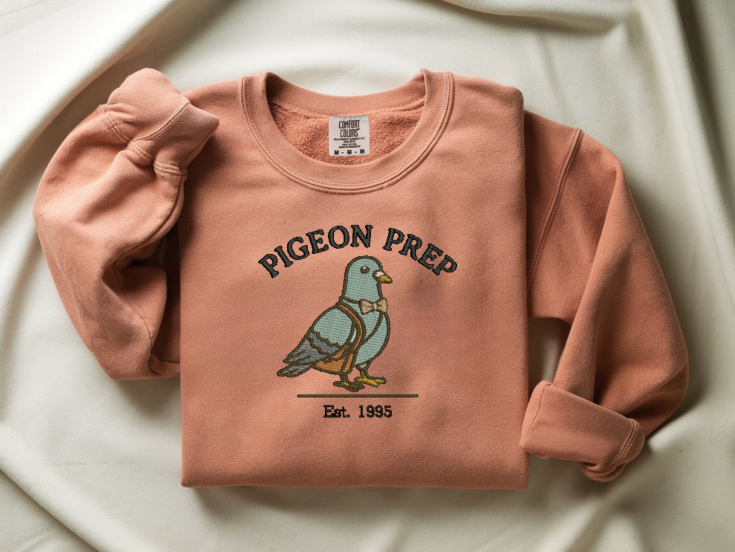 Pigeon Prep Embroidered Sweatshirt | Cottagecore Streetwear Crew