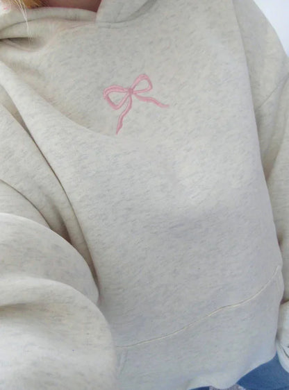 Pink Bow Hoodie, Silk floral inner lined hood