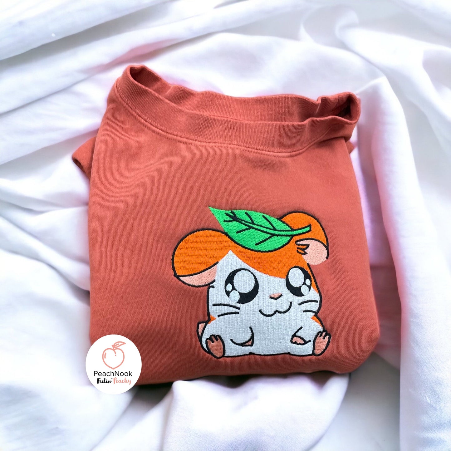 Hamtaro Anime  Embroidered Crew Neck Sweatshirt