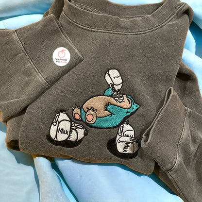 Snorlax n' Milk Embroidered Crewneck Sweatshirt