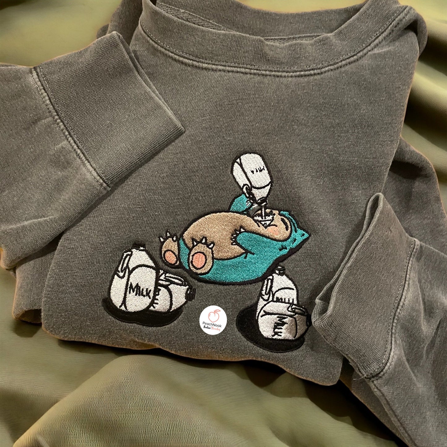 Snorlax n' Milk Embroidered Crewneck Sweatshirt